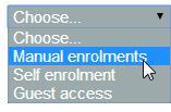 B. Enrolling Students Individually (Manual Enrolment) 1 In the administration block of a course, navigate to Course administration > Users > Enrolment methods.