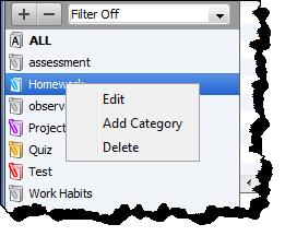 Click a category name. EX: Homework 2.