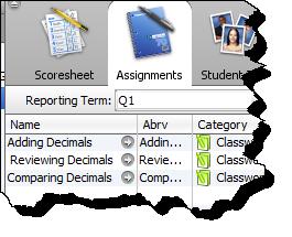 Review the assignment names displayed in list