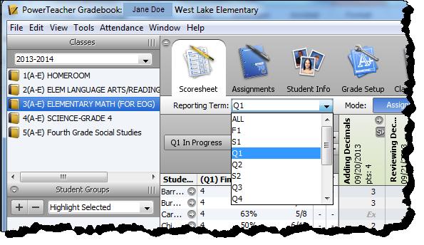 Beside Reporting Term, use the drop down menu and click the current Quarter or Semester. 2.