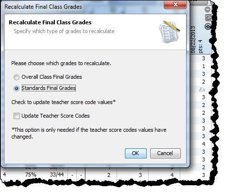5. Click Standards Final Grades. 6. Click. NOTE: You MUST repeat Steps 3 6 for EACH class you teach. 7.