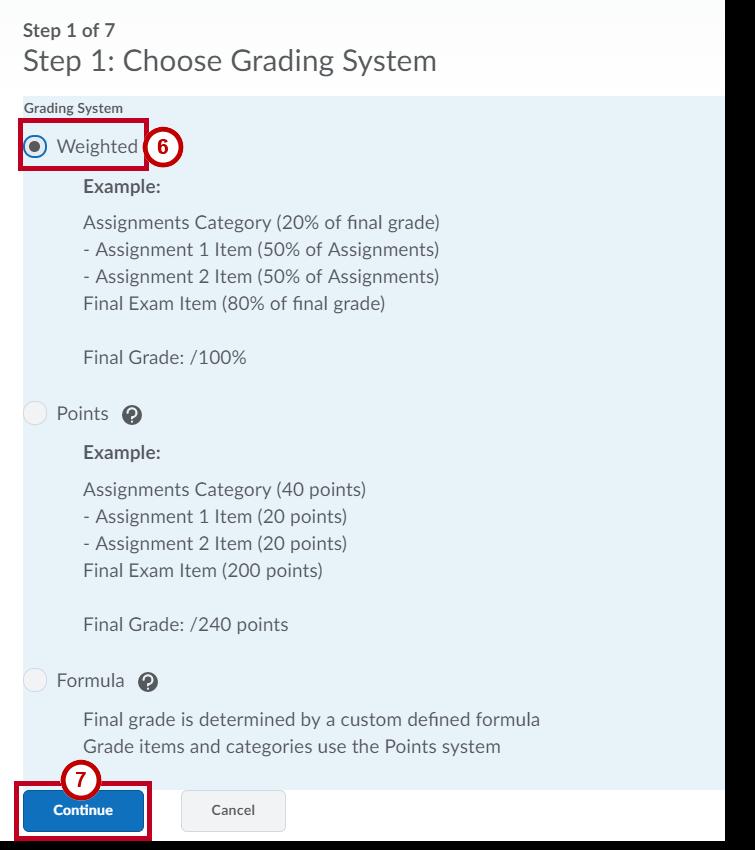 5. The Grades Setup Wizard window will appear, displaying the default setup structure. Review the default values and click the Start button at the bottom of the page.
