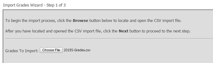 2) Log Into ACSIS and Select Grade Entry 3) Select the Term, Course ID and Section Information 4) Click on Import Grades Then, click on