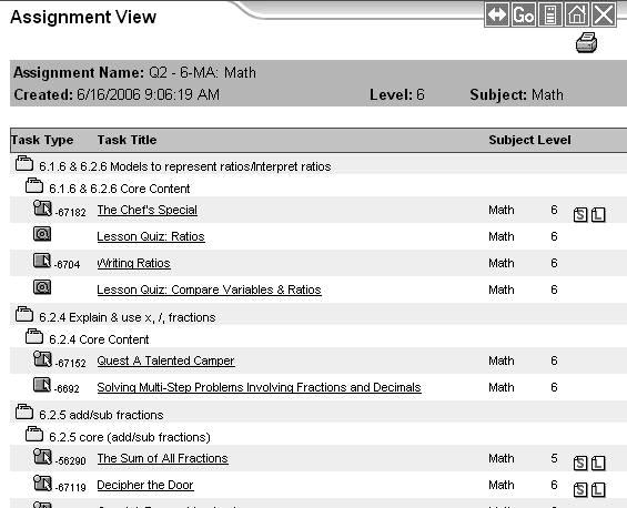 You can view each activity in the assignment as students do by clicking on the underlined blue name of the activity. 6.