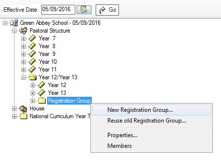 2. Expand the year group to which you wish to add the class by clicking the adjacent + icon. 3.