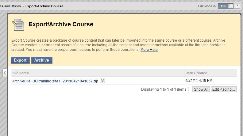 Blackboard Instructor Manual 100 Click on the file name and you will be prompted to save this archive file.
