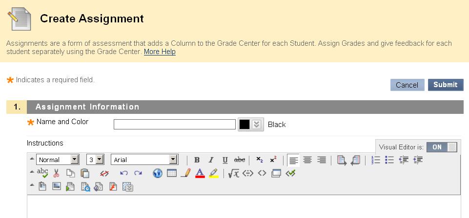 Under Instructions it is helpful to include at least some brief guidelines so students know that they have to click the link to submit their assignment.