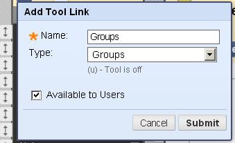 Blackboard Instructor Manual 93 In the Add Tool Link view, you can select from the course tools by clicking the drop-down arrow next to Type and navigating to the desired tool.