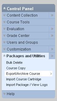 Blackboard Instructor Manual 98 An effective solution for saving an entire course and ensuring that