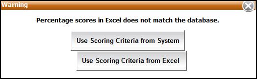 Information System: Grading Service System User Manual (NewACIS) 11 In case of wrongly filling in percentage of score, e.g. when creating a group, the user fills in the percentage score as 30-50-20, but in the Excel File, the user fills in 40-50- 10.