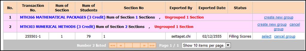 To create groups of scores, click on create new group for the course that the user wants to create groups of scores for, as shown in figure 3.