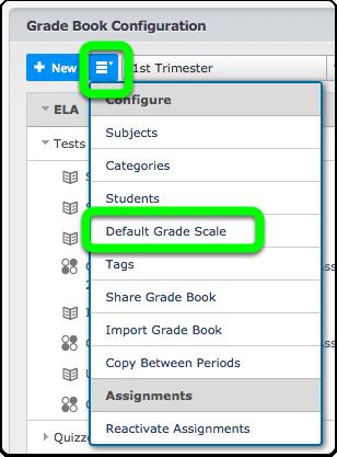 Grade Scales Default Grade Scale You have the option to change the Grade Book s default grading scale.