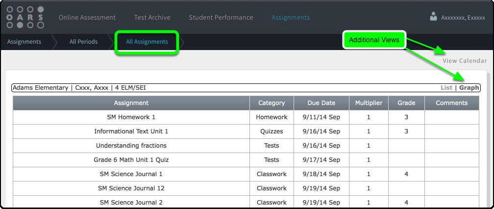 Once in the Student Portal, students will select the Assignments tab.