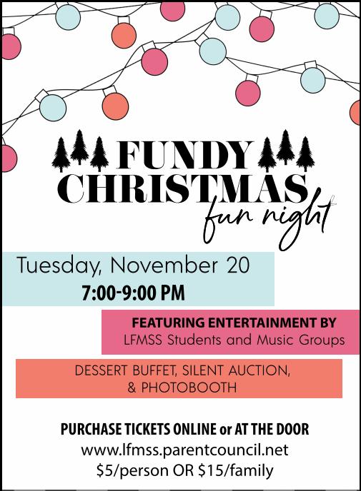 LFMSS PAC News Our Christmas Family Fun Night and Silent Auction Fundraiser is approaching on November 20th.