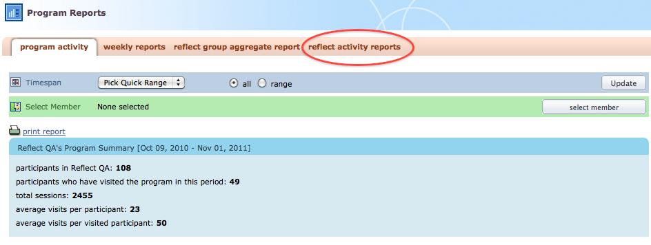 Accessing the Reflect Activity Report Note: This report can be generated for a group