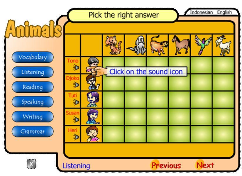 again and repeat it. Exercises are given to enhance the students vocabulary of animal names.
