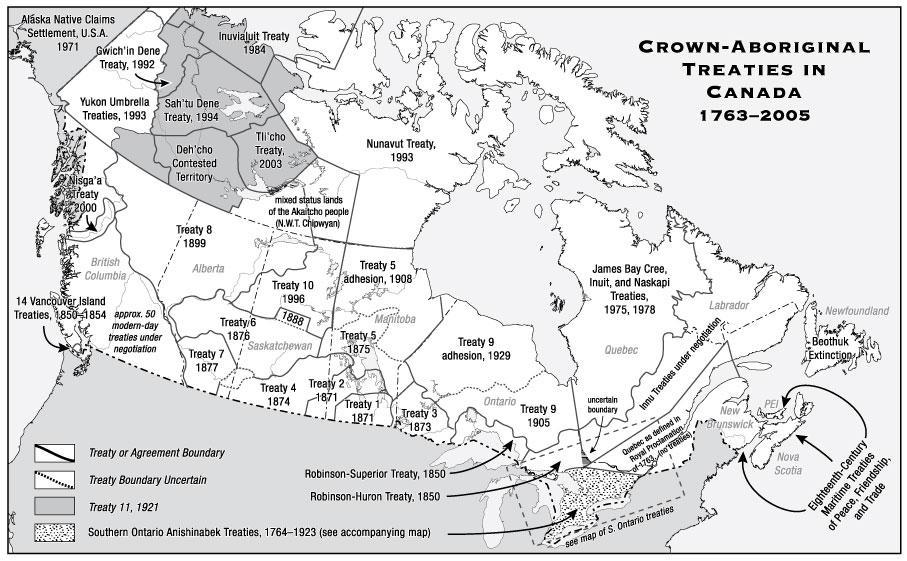 Canadian Treaty Map - we are all treaty people Map of Canada, outlining the