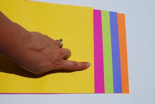 Layered Book Step 1: Layer 5 sheets of colored paper about an inch apart
