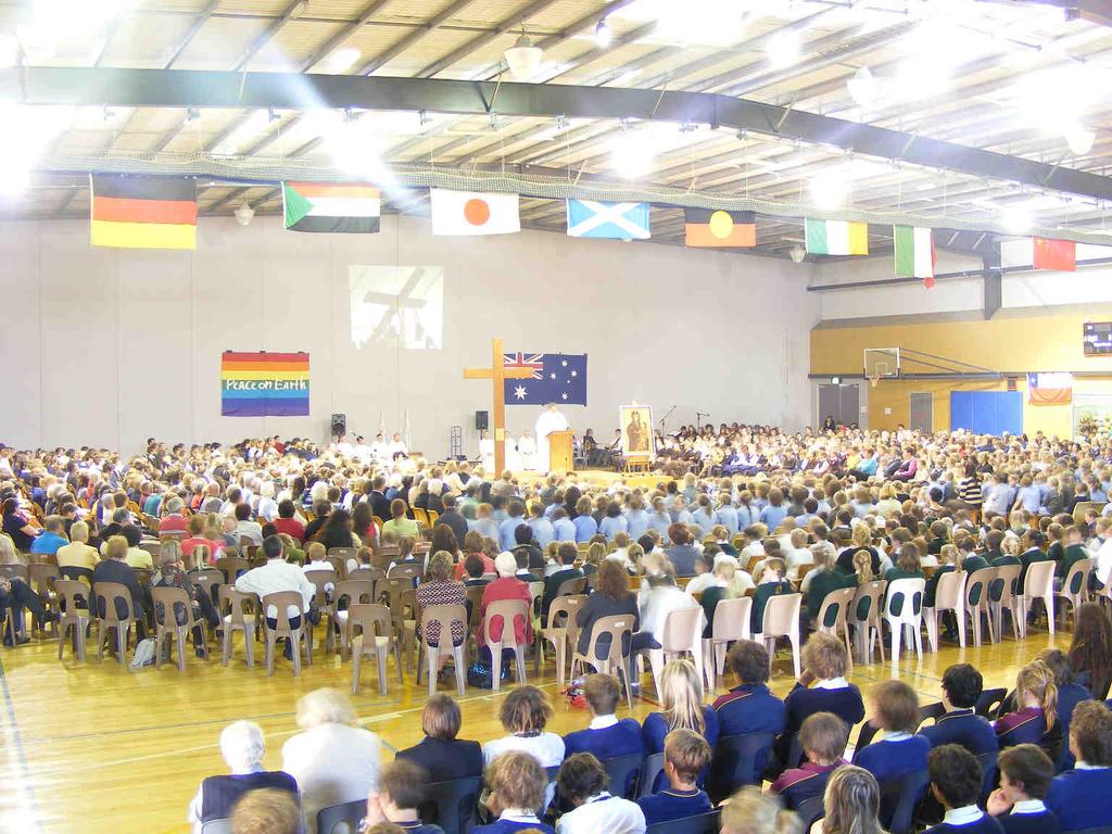 Br Paul Kane CCS Principal More than two thousand Catholic primary and secondary students came together on May 6 to pray for world peace.