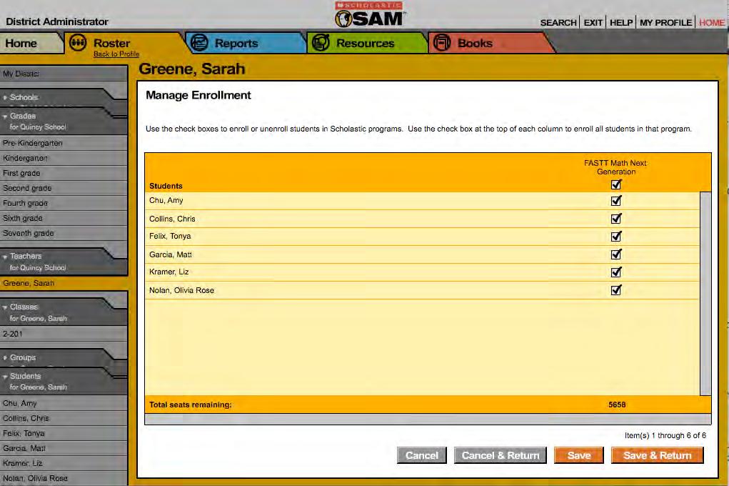To enroll students in, click the Manage Enrollment link in the upper right corner of the class, teacher, or student Profile Screen. From the Manage Enrollment Screen: 1.