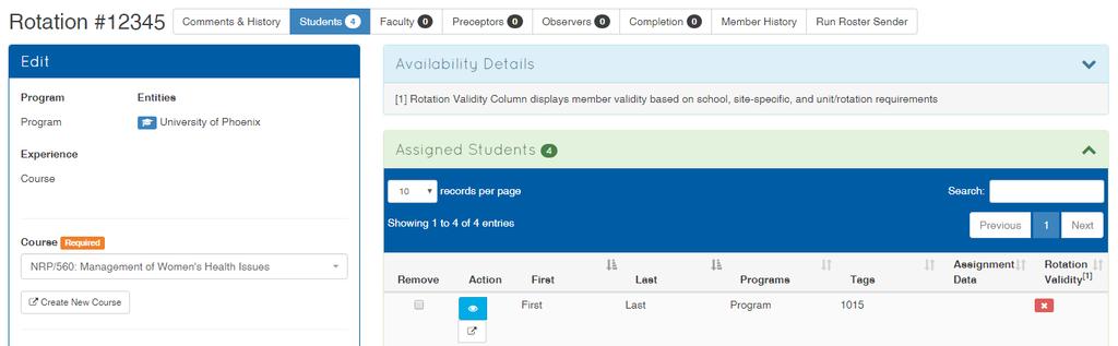 Remove Students & Course Admins from a Course From your dashboard, click View Rotations [21].