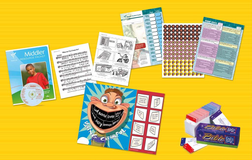 CLASSROOM RESOURCES The Middler Resource Packet includes posters, games, stickers, skits, music CDs and more to enhance your lesson presentation.