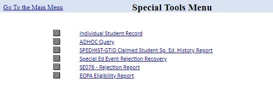 Special Ed Rejected Records Recovery Select Special Education