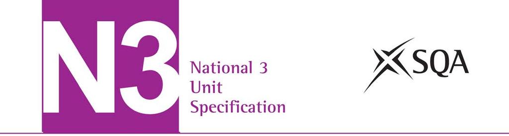 Working with Tools (National 3) SCQF: level 3 (6 SCQF credit points) Unit code: H25G 73 Unit outline The general aim of this Unit is for learners to develop knowledge and skills in using a range of