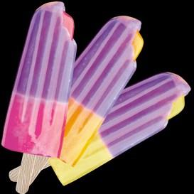 Koolstix Naturally Coloured and Flavoured Water Ice Confection Split Supplied by Home Ice cream Ingredients: Water, Cane Sugar, Maize Glucose, Citric Acid, Natural Vegetable Gums (412,410), Natural