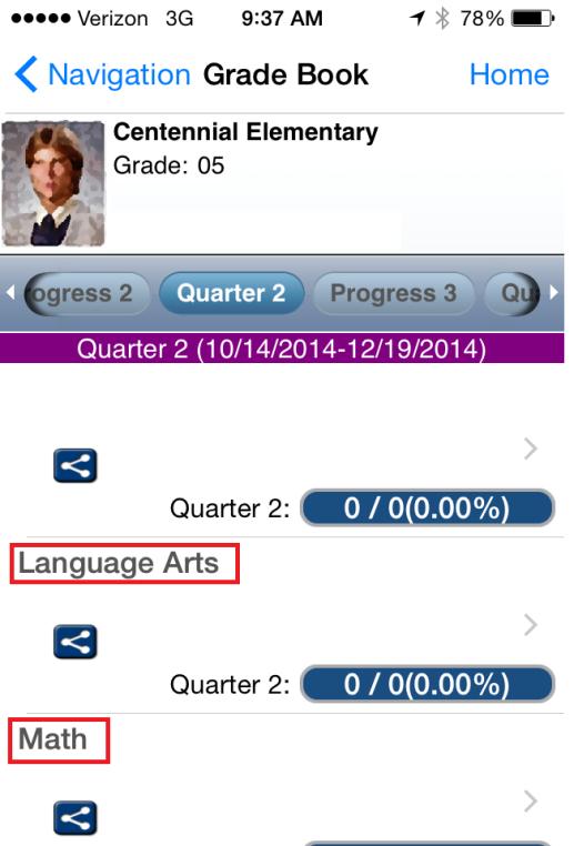 Tap the Summary button to display totals for attendance marks for your student.