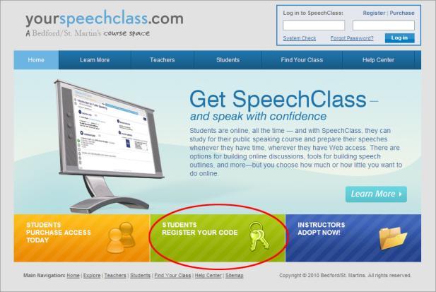 3 Option Two: Register with an Activation Code 1. Students can go to http://yourspeechclass.