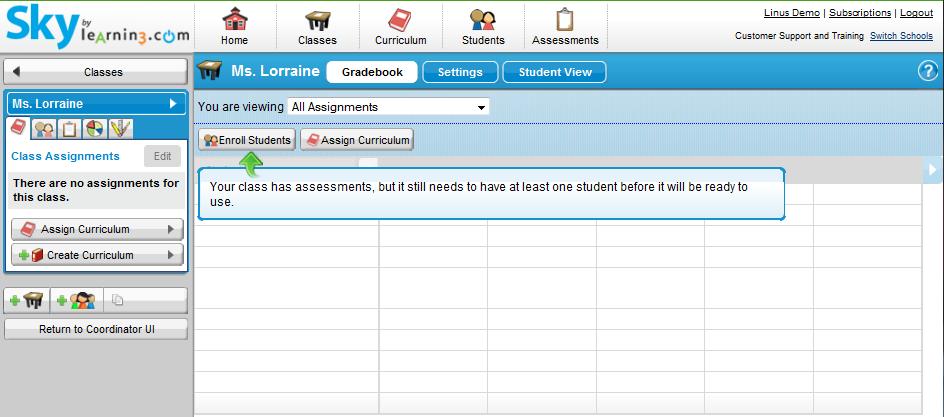 Step 2: Classes: Create a Class The next step is to add assignments or students to the Class.