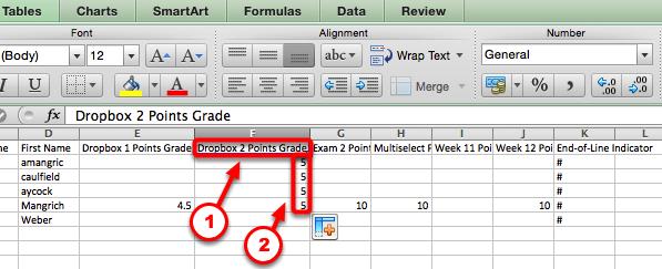 The [OrgDefinedID] and the [Username] columns help D2L connect the students grades with the grade items.