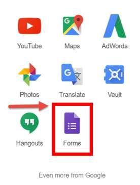 2. Click on the Google Forms icon: 3.