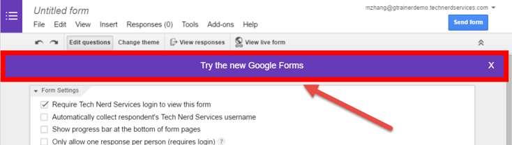 5. Google Forms has a recent update to Google's Material Design interface.