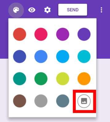 Click on the paint pallet icon in the top-right corner of the Google Form: 2.