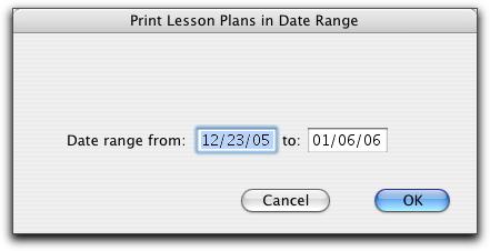 40 of 41 printed and click OK. Where possible, up to 5 lesson plans will be printed per page. Figure 26: Print Lesson Plans criteria screen.