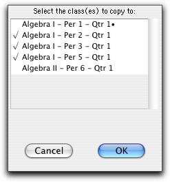 similar to Figure 27. Specify the courses that are to receive a copy of the lesson plan and click OK.