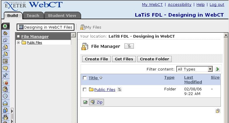As a general rule, import your files into the 'File Manager' of WebCT before you do anything else!