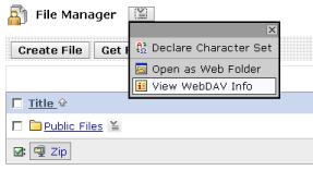 10. Organising your Files and Folders in WebCT using WebDAV If you are going to be doing a lot of file importing into WebCT, you may find it very useful to use the WebDAV facility.