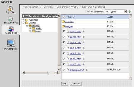 Learning Module are already in the 'Class Files' (File Manager) area.