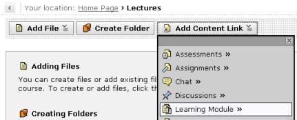 Attaching the Learning Module to the Folder on the Homepage The final stage is to