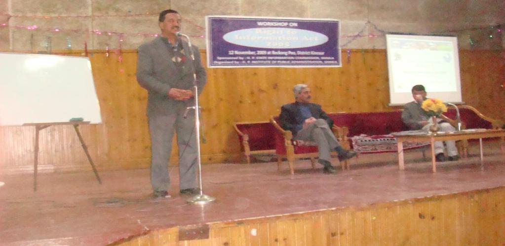 13. Workshop on RTI Act 2005 at Kinnaur: Braving and intense cold people came in large number exceeding 160 to gain the knowledge on