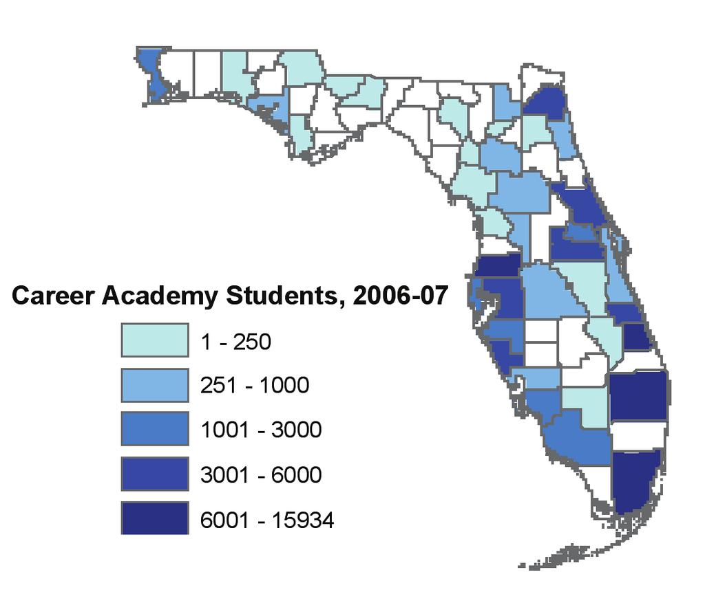 According to the Division of Workforce Education s analysis of district data reported to the state, in the 2006-07 school year, there were 90,751 career academy participants in the state,