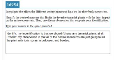 Sample Response: 0 points Notes on Scoring This response fails to identify a control measure