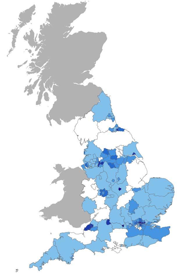 Where is Every Child a Reader in England? In 2009-10, 128 LAs were served by 86 teacher leaders (TLs), 28% of whom were in their first year in the field.