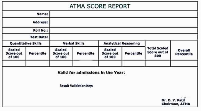 5.0 REPORTING AND USE OF ATMA SCORES 5.1 ATMA Scores will have to be downloaded from www.atmaaims.com by using the login id and password sent by email to the candidate.