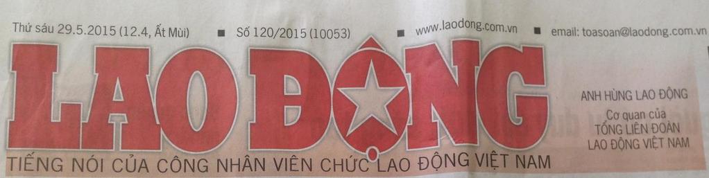 Publication LAO ĐỘNG Date MAY 29, 2015