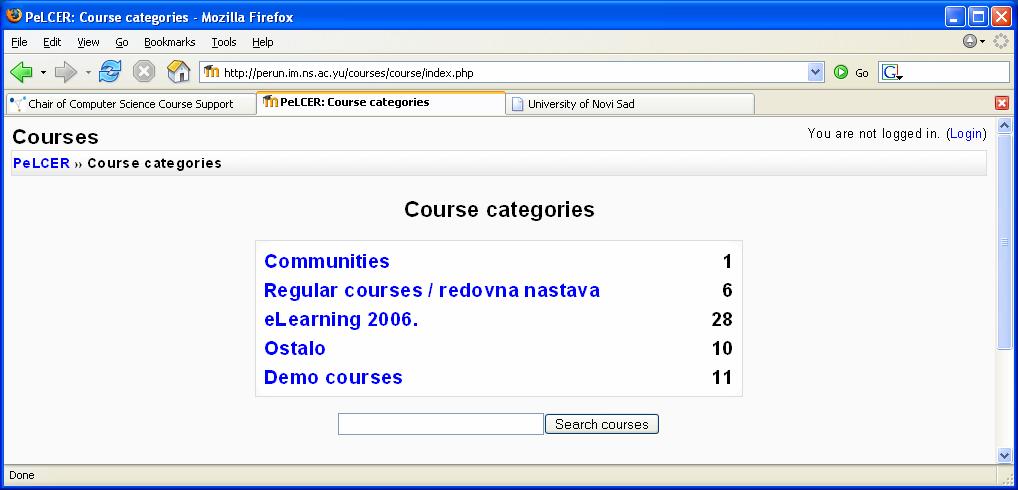 elearning Experiences at the DMI Course Support of the Chair of Computer Science Currently available courses 6th Workshop