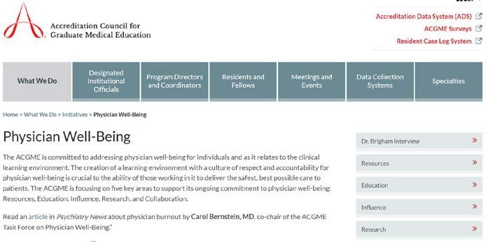 Physician Well-being Resources on acgme.